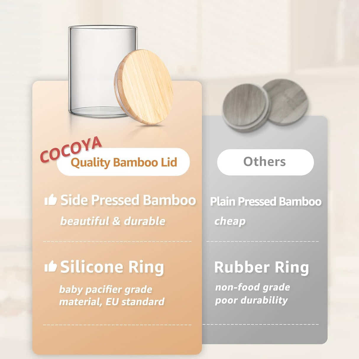 DS BS Set Of 12 230ml Glass Storage Jars with Bamboo Lids and Labels