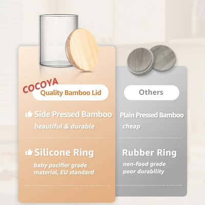 DS BS Set Of 12 230ml Glass Storage Jars with Bamboo Lids and Labels