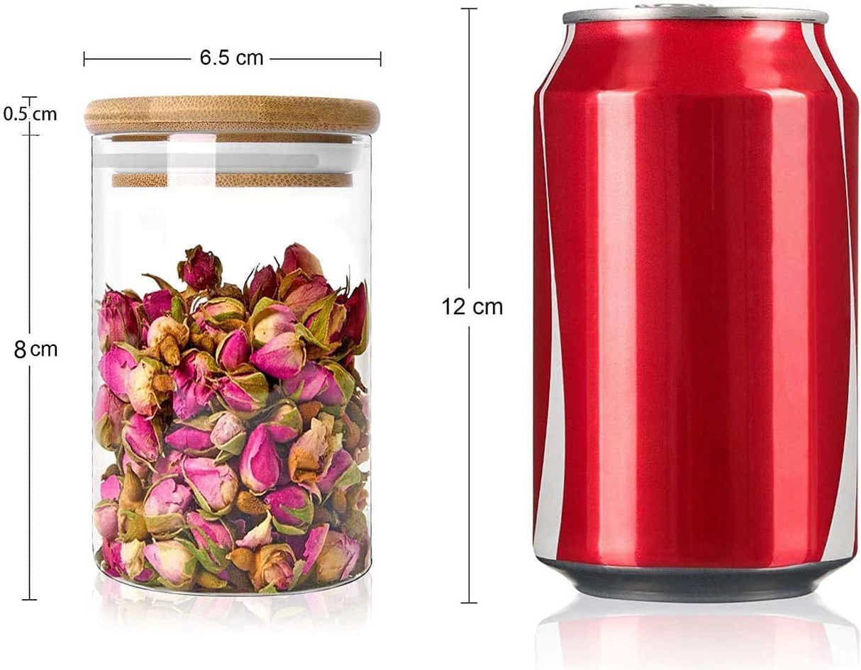 DS BS Set Of 12 230ml Glass Storage Jars with Bamboo Lids and Labels
