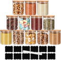 DS BS Set Of 12 230ml Glass Storage Jars with Bamboo Lids and Labels