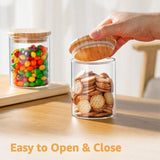 DS BS Set Of 12 230ml Glass Storage Jars with Bamboo Lids and Labels