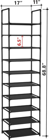 DS BS 10 Tiers Tall Shoe Rack Storage Shelf
