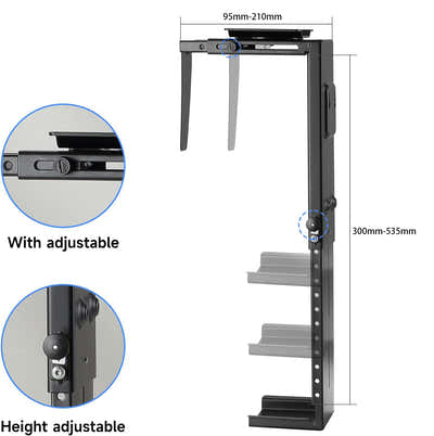 DS BS Universal Under Desk Wall Mount Computer Case Holder