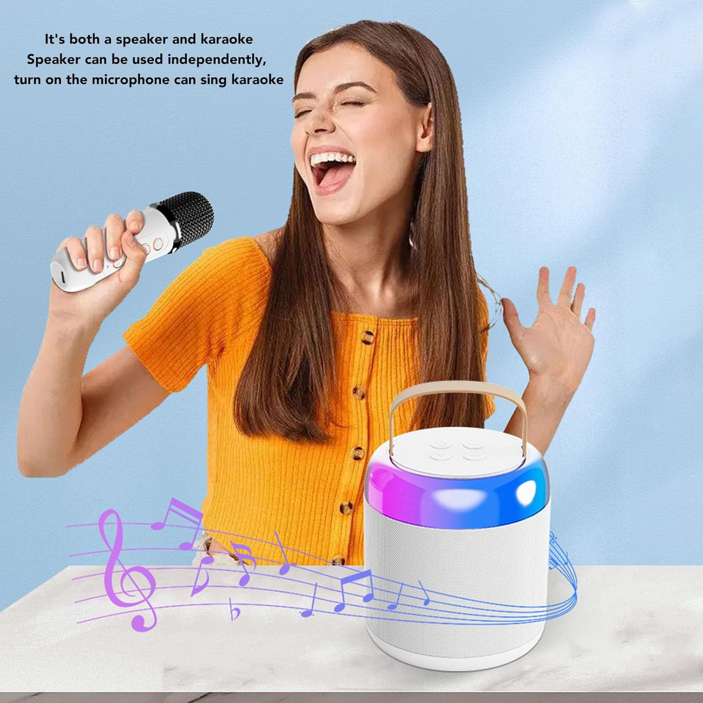 DS BS Portable Mini Karaoke Speaker With 2 Wireless Microphones