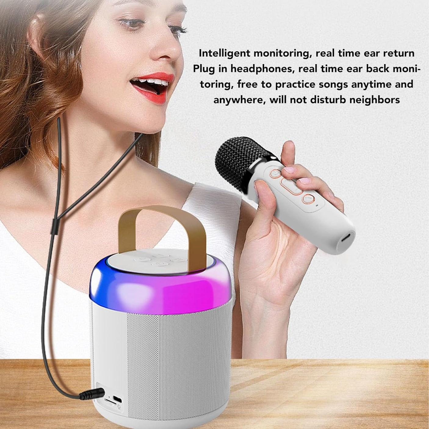 DS BS Portable Mini Karaoke Speaker With 2 Wireless Microphones