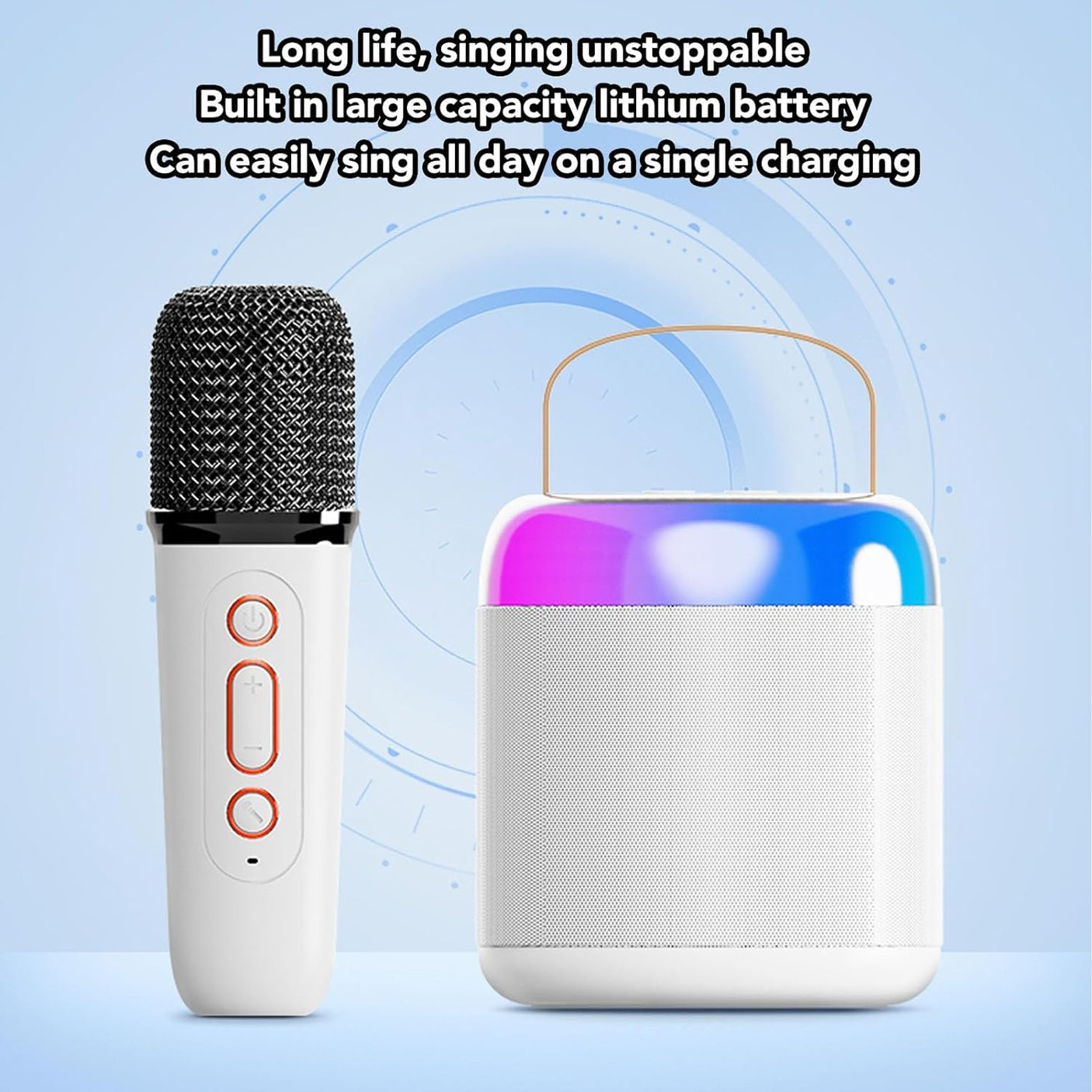 DS BS Portable Mini Karaoke Speaker With 2 Wireless Microphones