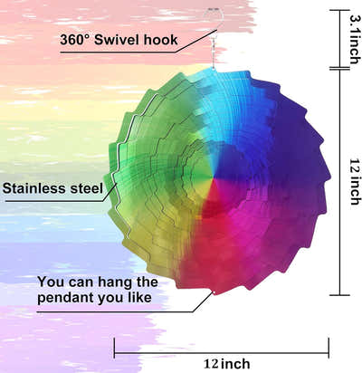 DS BS Rainbow Wind Spinners Garden Decoration