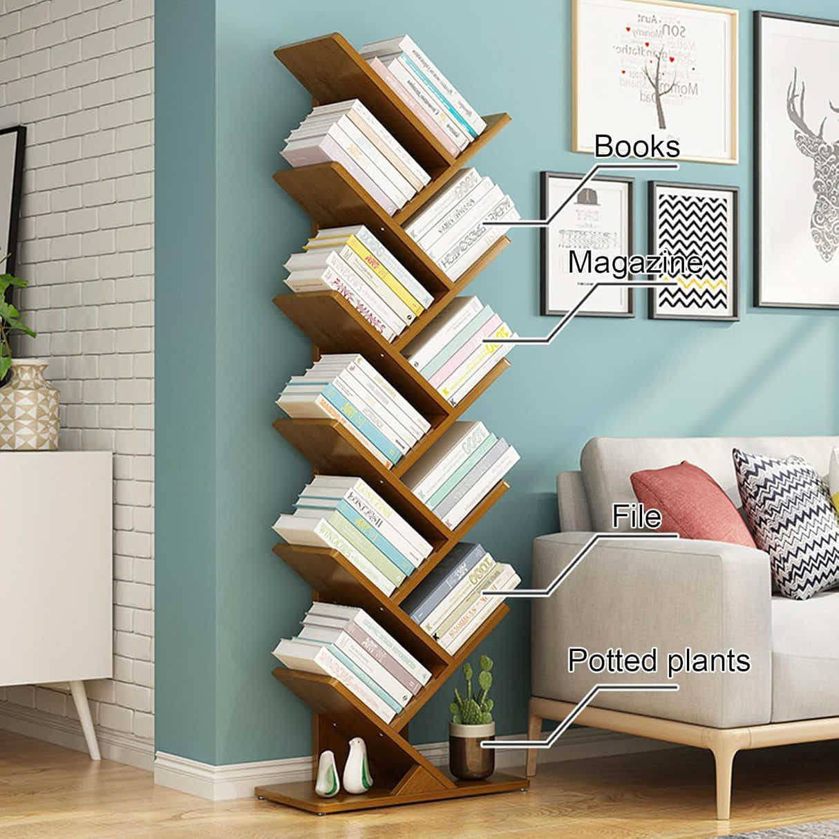 DS BS 6 Layer Tree Shape Bamboo Bookshelves