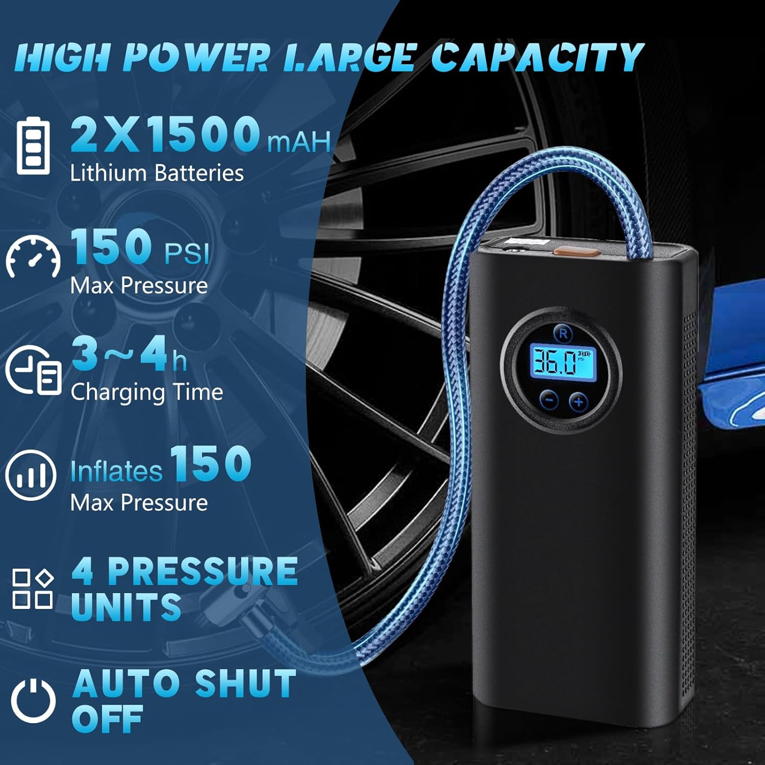 DS BS Air Pump Portable Compressor Tire Inflator with LCD Display