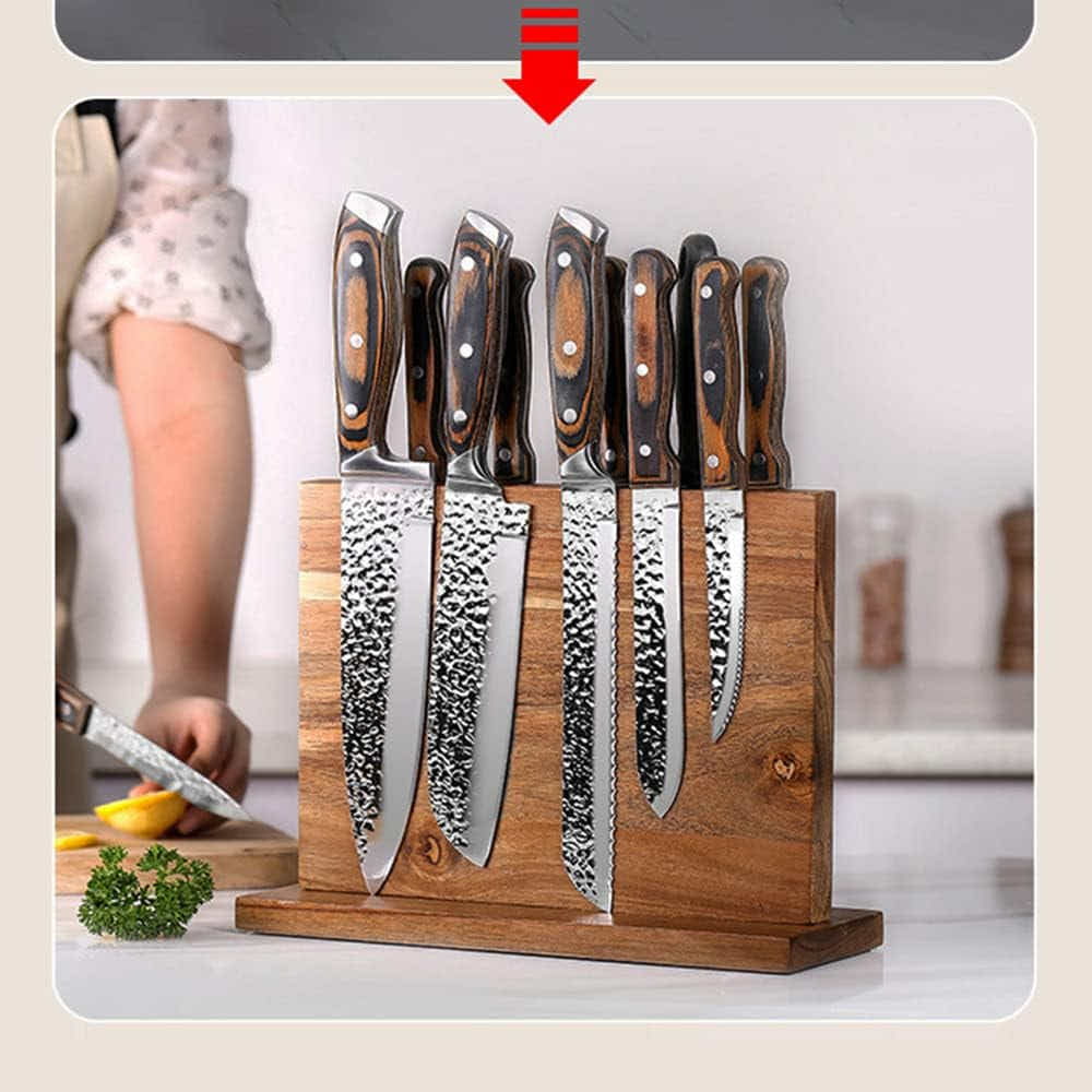 DS BS Double Sided Wooden Magnetic Knife Block Holder