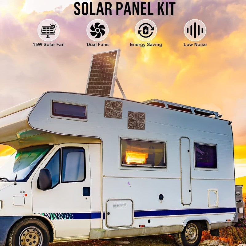 DS BS 15W Solar Powered Dual Fan Kit