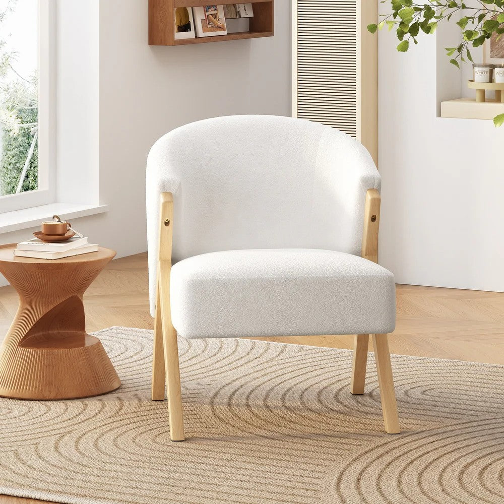 DS BS Fleece Accent Chair with Wood Legs