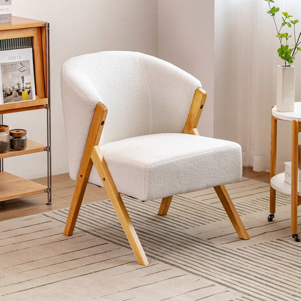 DS BS Fleece Accent Chair with Wood Legs