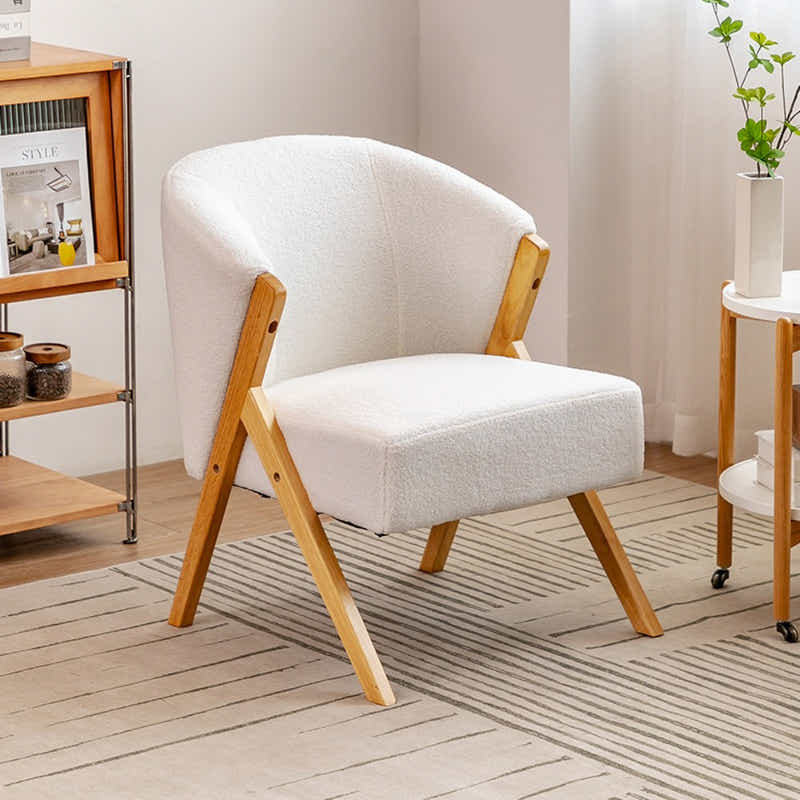 DS BS Fleece Accent Chair with Wood Legs