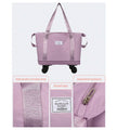 DS BS Expandable foldable duffel bag suitcase with Removable Wheels L -Purple