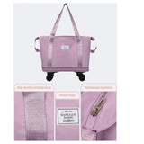 DS BS Expandable foldable duffel bag suitcase with Removable Wheels L -Purple