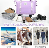 DS BS Expandable foldable duffel bag suitcase with Removable Wheels M -Purple