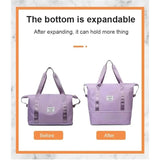 DS BS Expandable foldable duffel bag suitcase with Removable Wheels S -Purple