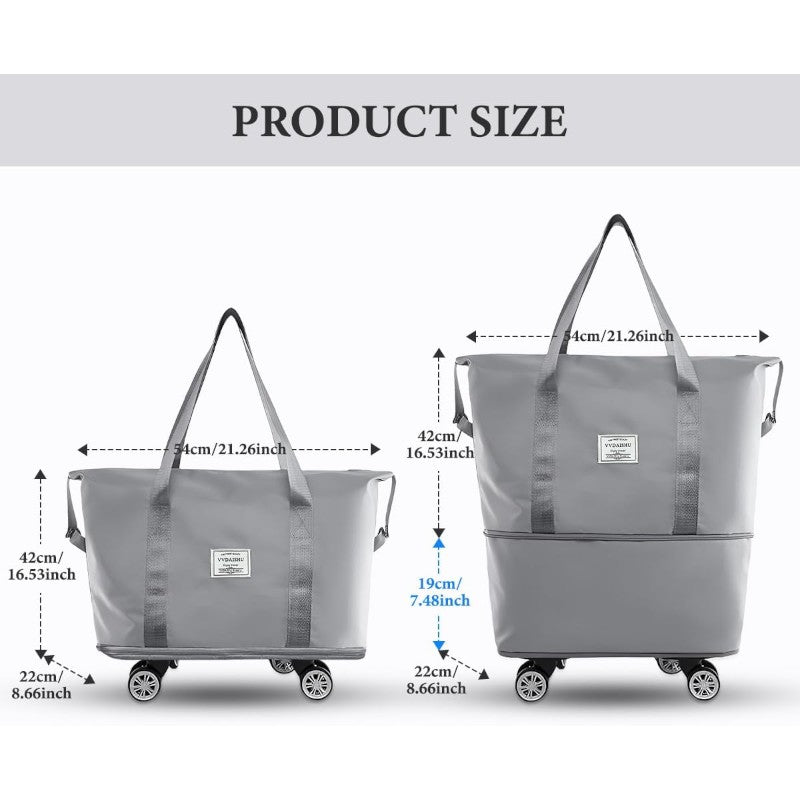 DS BS Expandable foldable duffel bag suitcase with Removable Wheels S -Purple