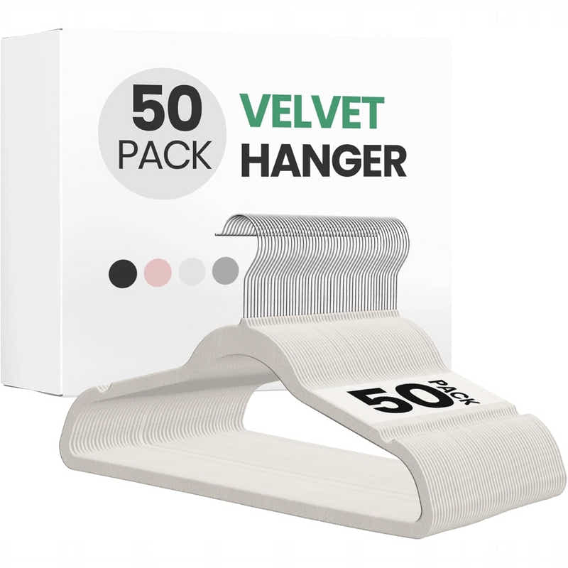 DS BS 50Pack Velvet Hangers -45cm White