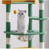 DS BS Cactus Cat Tree Tower , 135cm Multi-Level Cat Climbing Furniture