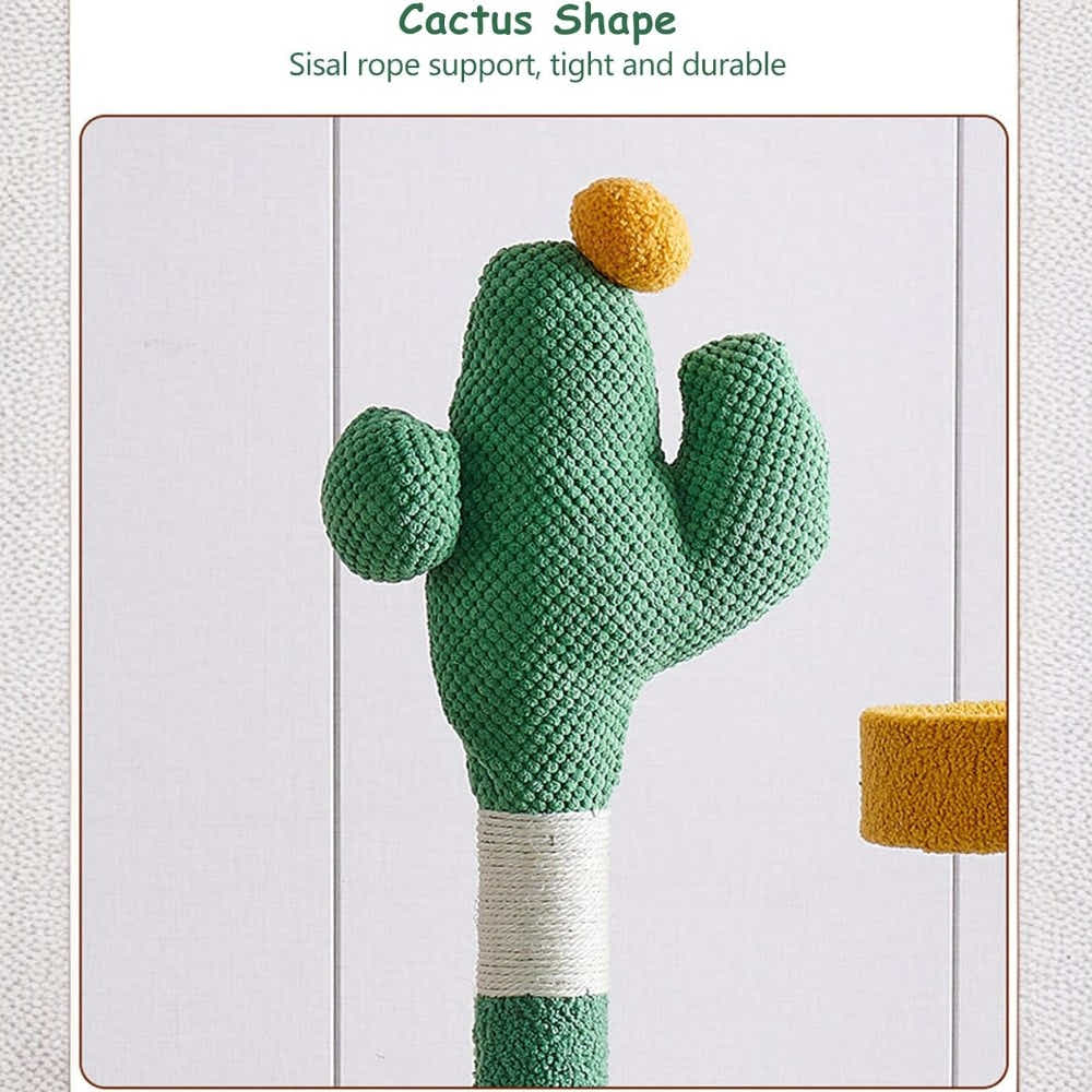 DS BS Cactus Cat Tree Tower , 135cm Multi-Level Cat Climbing Furniture