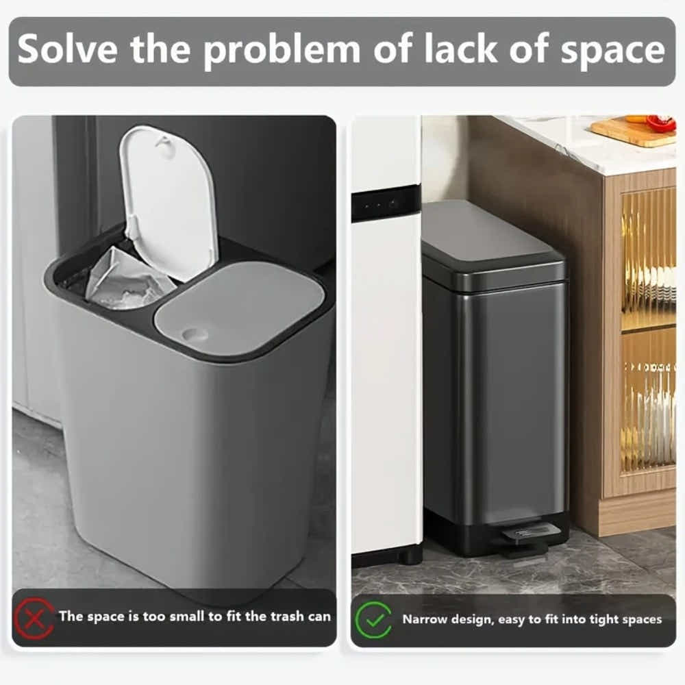 DS BS 15L Slim Kitchen Trash Can -Black