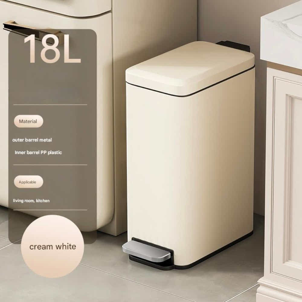 DS BS 18L Slim Kitchen Trash Can -White