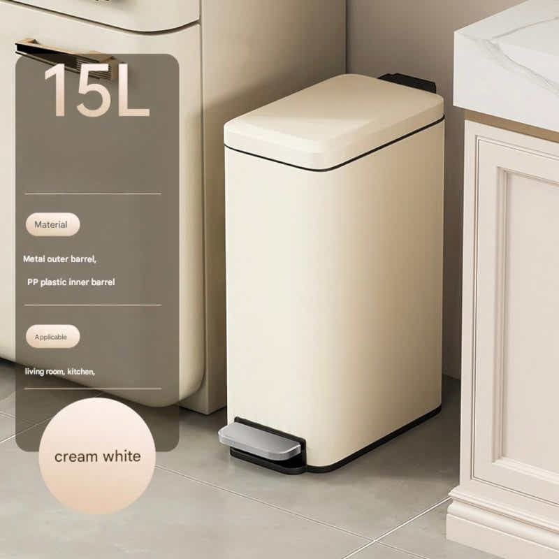 DS BS 15L Slim Kitchen Trash Can -White