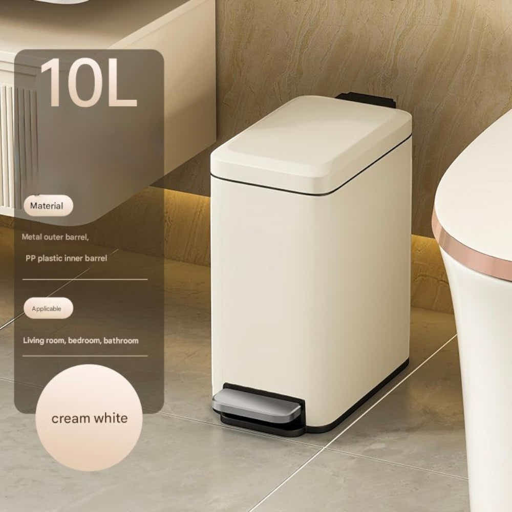 DS BS 10L Slim Kitchen Trash Can -White