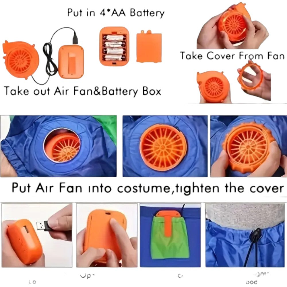 DS BS Inflatable T-Rex Costume – Brown Dinosaur Suit with Fan and Battery Box