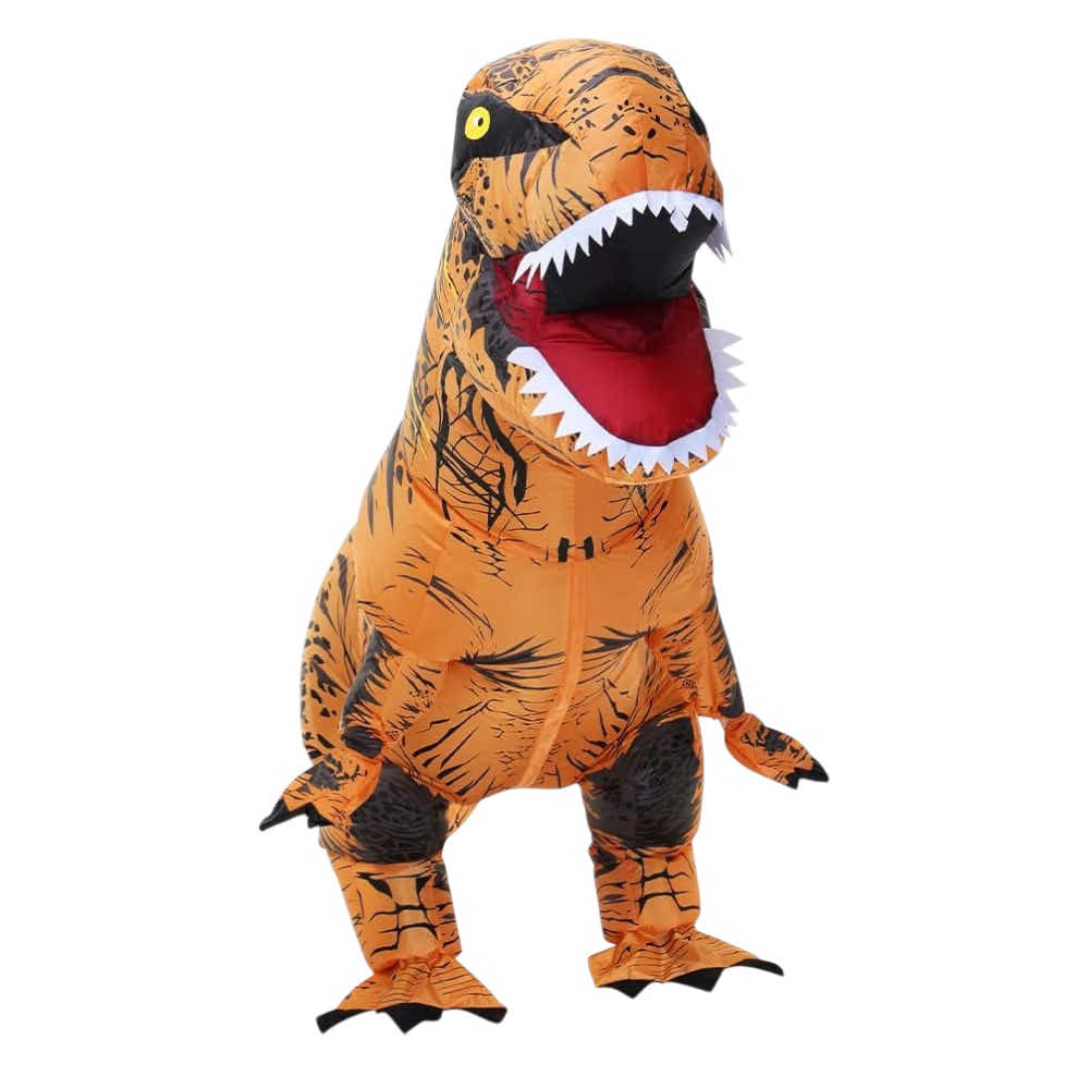 DS BS Inflatable Muscle T-Rex Costume – Brown Dinosaur Suit with Fan and Battery Box