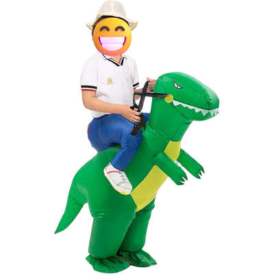 DS BS Green Inflatable Dinosaur Rider Size 150-190CM