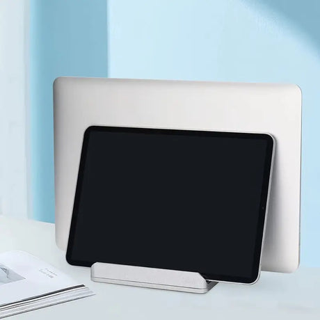 DS BS Adjustable Vertical Laptop Stand Dual Slot Aluminum Holder