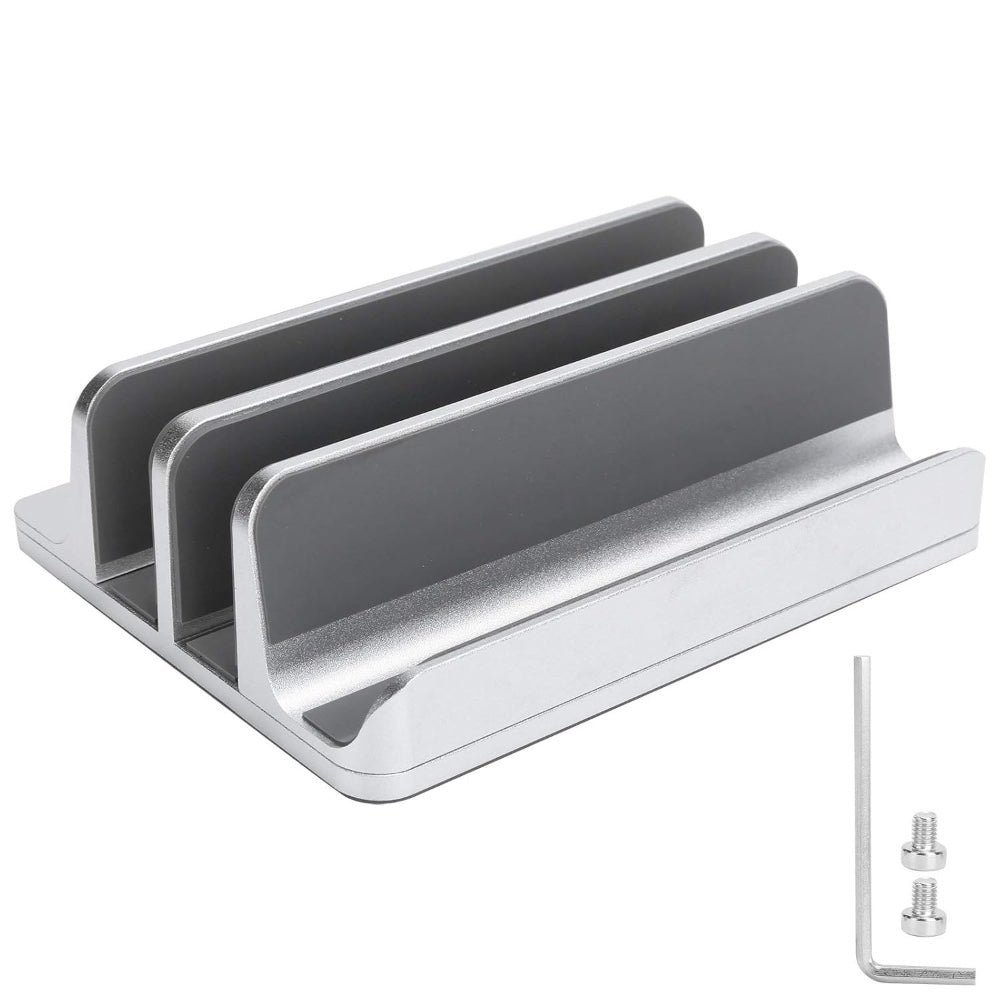 DS BS Adjustable Vertical Laptop Stand Dual Slot Aluminum Holder