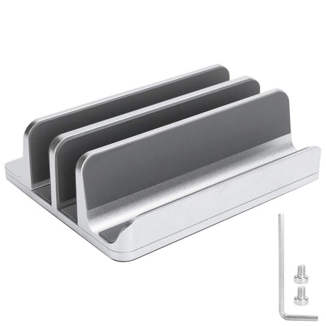 DS BS Adjustable Vertical Laptop Stand Dual Slot Aluminum Holder