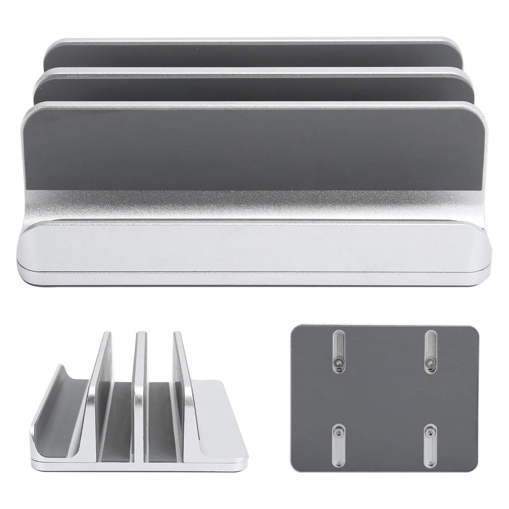 DS BS Adjustable Vertical Laptop Stand Dual Slot Aluminum Holder