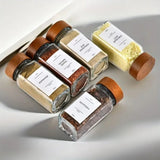 DS BS 24-Piece Square Glass Spice Jar Set with Wooden Lids