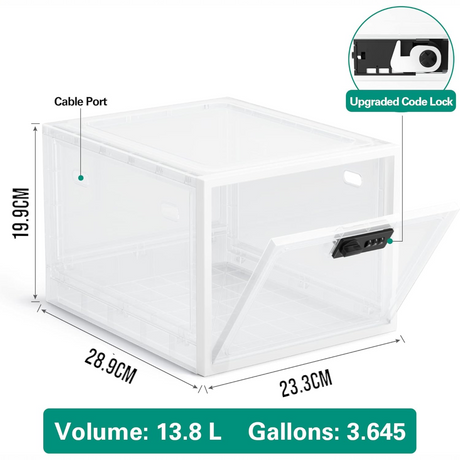 DS BS Fridge Lock Box Snack Storage Organizer with Combination Code