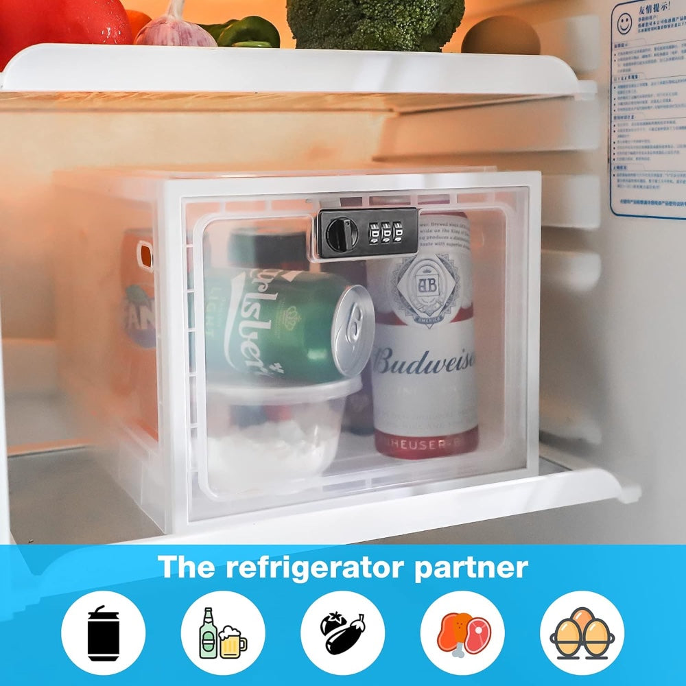 DS BS Fridge Lock Box Snack Storage Organizer with Combination Code