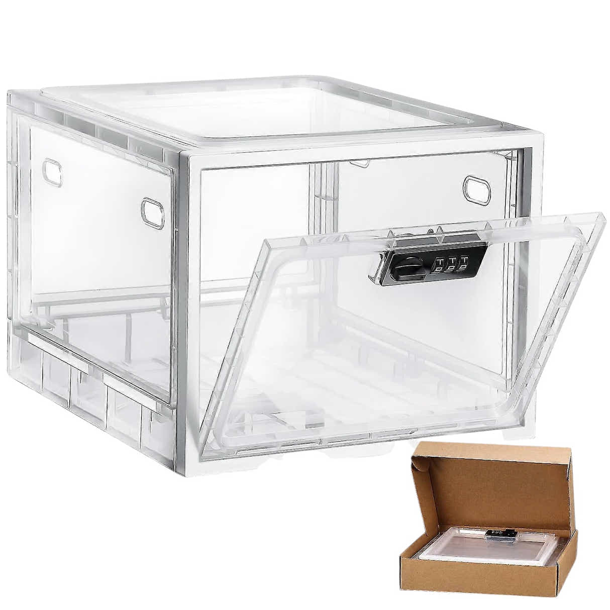 DS BS Fridge Lock Box Snack Storage Organizer with Combination Code