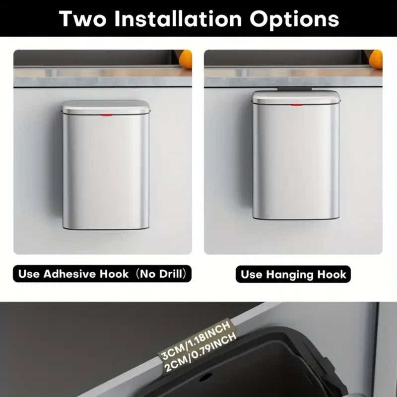 DS BS 8L Hanging Kitchen Trash Bin - Silver