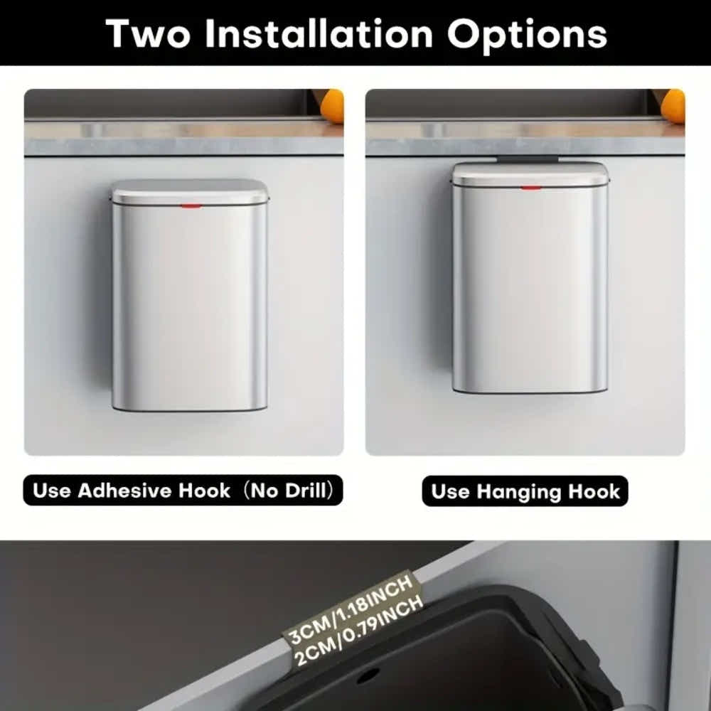 DS BS 4L Hanging Kitchen Trash Bin - Silver