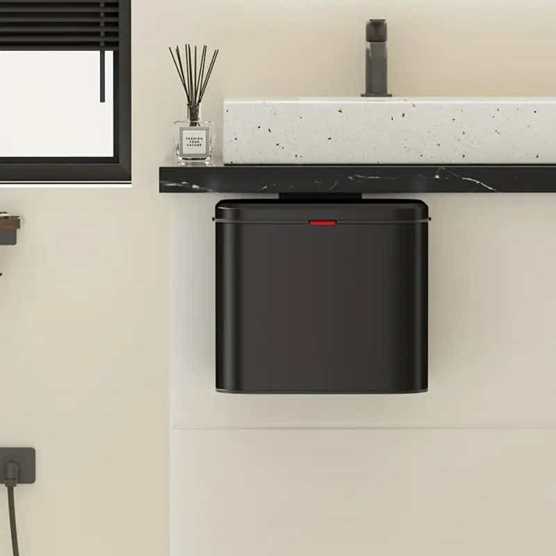 DS BS 8L Hanging Kitchen Trash Bin - Matte Black