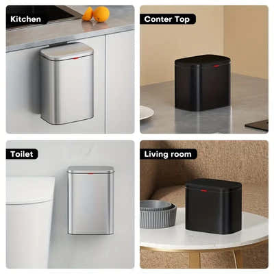 DS BS 8L Hanging Kitchen Trash Bin - Matte Black