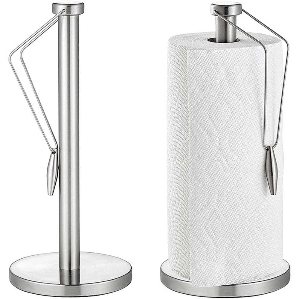 DS BS Stainless Steel Paper Towel Holder with Tension Arm - Silver