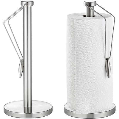 DS BS Stainless Steel Paper Towel Holder with Tension Arm - Silver