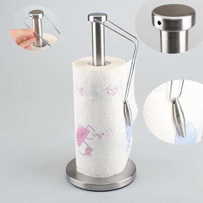 DS BS Stainless Steel Paper Towel Holder with Tension Arm - Silver