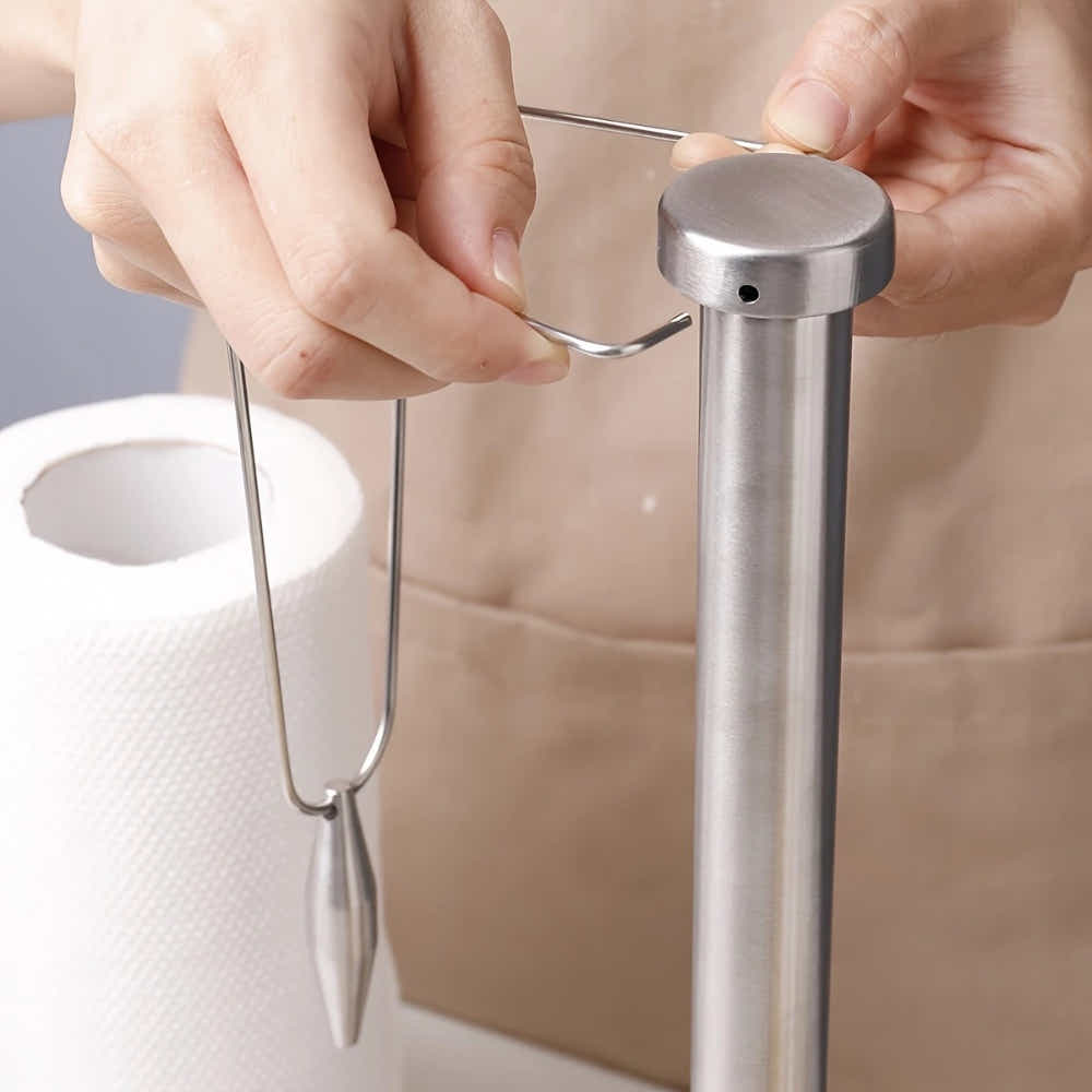 DS BS Stainless Steel Paper Towel Holder with Tension Arm - Silver
