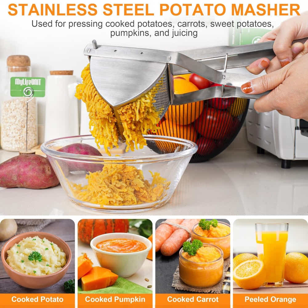 DS BS Stainless Steel Potato Ricer with Reinforced Handle Guard